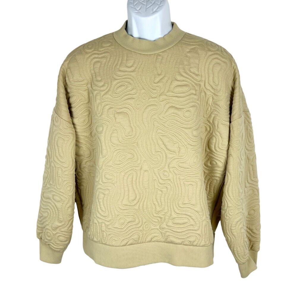 Vans Sweater Men Small Yellow Pullover Crew Neck Embroidered Balloon Sleeve